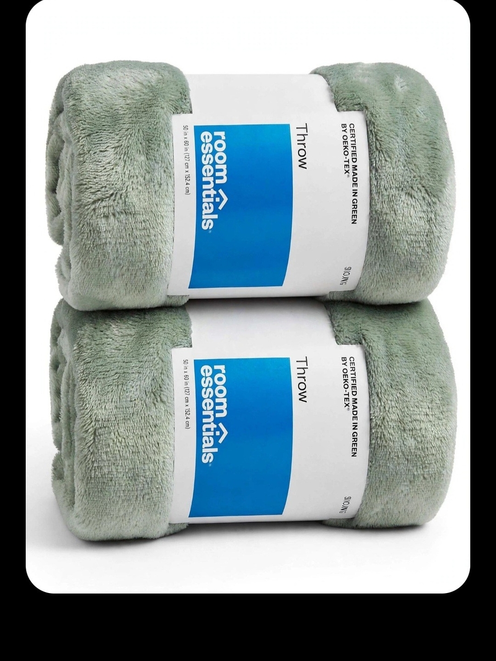 Room Essentials Sage Green Plush Throw Blanket - Set of 2